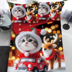 Коледен единичен комплект спално бельо с ластик - QY011