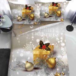 Коледен единичен комплект спално бельо с ластик - QY013