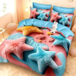 Комплект 5D спално бельо от 6 части с ластик  - 5D005