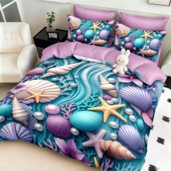 Комплект 5D спално бельо от 6 части с ластик  - 5D013